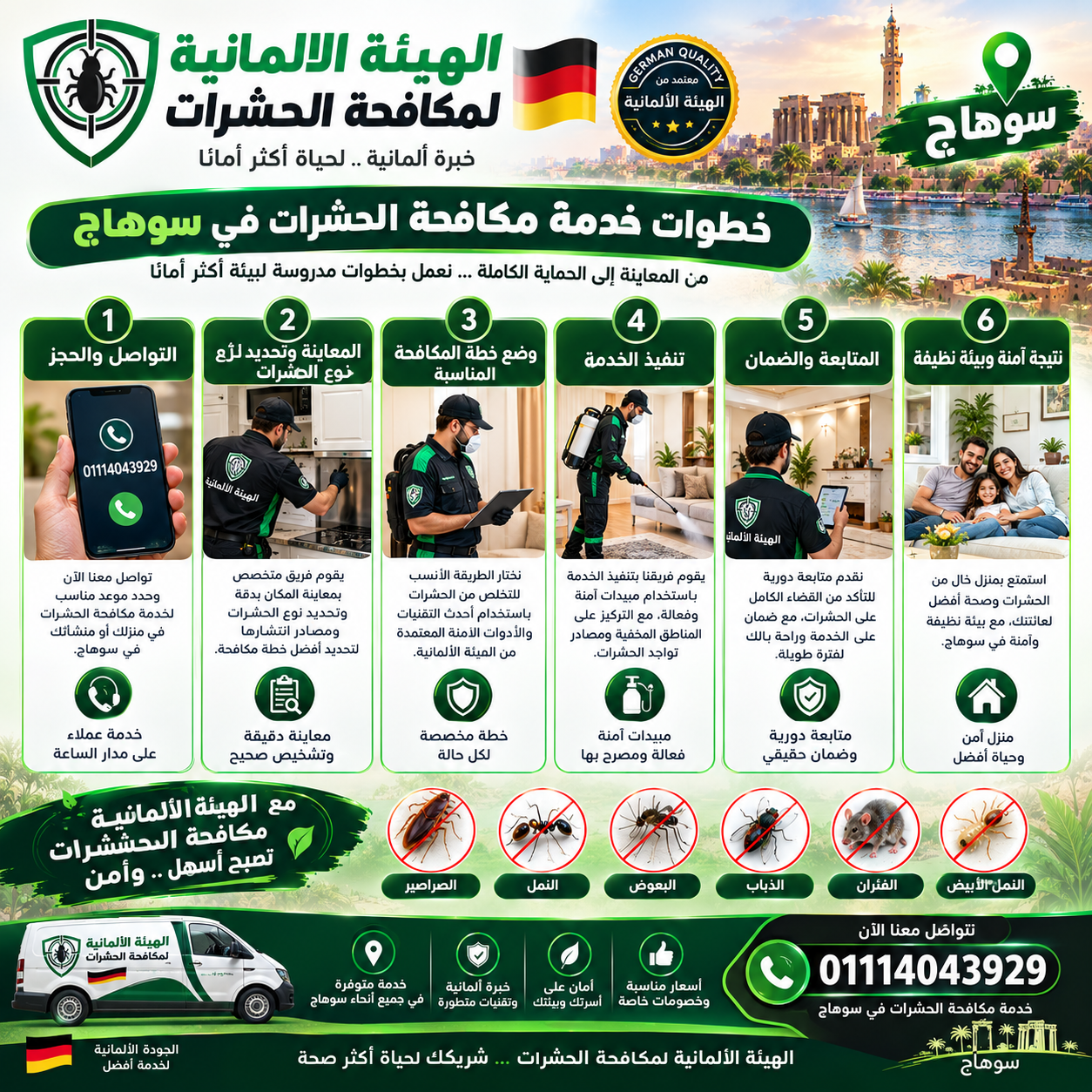 مراحل عمل شركة مكافحة حشرات في سوهاج