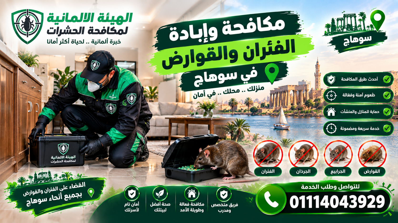 مكافحة وإبادة الفئران والقوارض في سوهاج